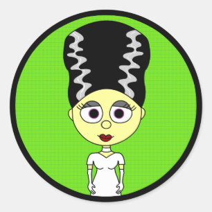 Sticker Rond Jeune mariée mignonne de Frankenstein