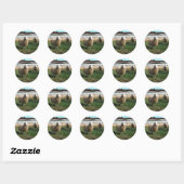 Sticker Rond Jeune mouton blanc sur la ferme (Feuille)