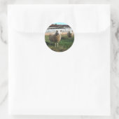 Sticker Rond Jeune mouton blanc sur la ferme (Sac)
