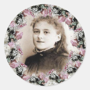 Sticker Rond Jeune Saint-Thérèse Rose
