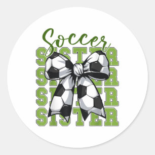 Sticker Rond Jeune soccer Soeur Coquette Bow mignonne Maman Tod