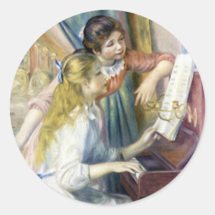 Sticker Rond Jeunes filles au piano de Pierre Renoir