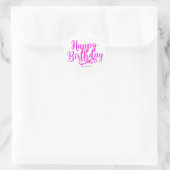 Sticker Rond JEUX ANNIVERSAIRE Hot rose & blanc sur mesure amus (Sac)