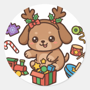 Sticker Rond Jeux de Renne Chiot