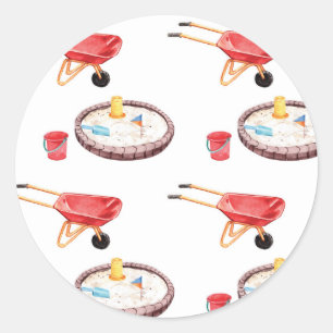 Sticker Rond Jeux Parc Anniversaire Sand Box Party