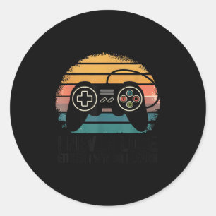 Sticker Rond Jeux Rétro Je Ne Perds Jamais - Soit Je Gagne Soit