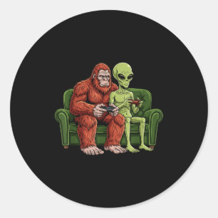 Sticker Rond Jeux vidéo aliens Bigfoot Sasquatch Ufo Hommes