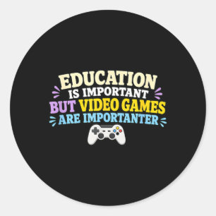 Sticker Rond Jeux vidéo de gamer étudiant École Humour de jeu