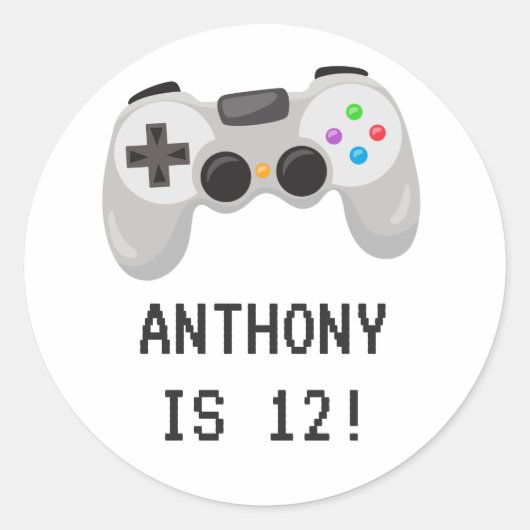 Sticker Rond Jeux vidéo fête d'anniversaire (Devant)
