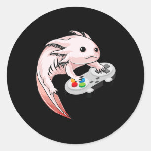 Sticker Rond Jeux vidéo Gamesolotl Axolotl Jeux Kawaii Anime