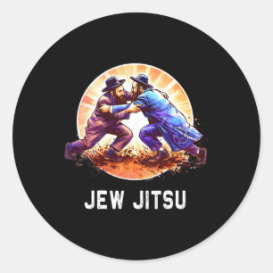 Sticker Rond Jew Jitsu Karate Funny Hanoukka brésilienne Jiu Ji