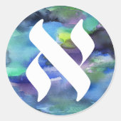 Sticker Rond Jewish Language Project Logo Alef WatercoloSticker (Devant)