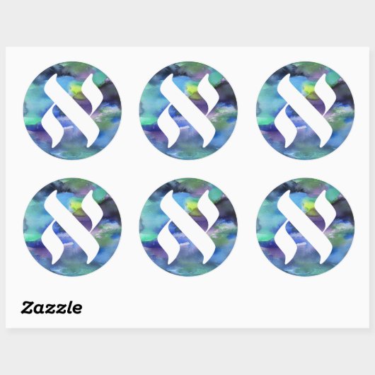 Sticker Rond Jewish Language Project Logo Alef WatercoloSticker (Feuille)