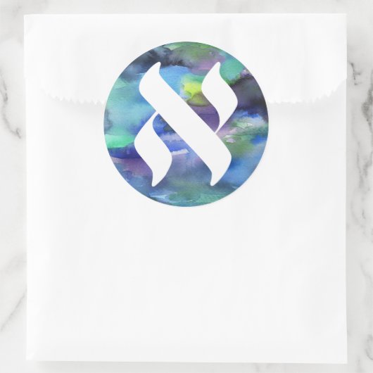 Sticker Rond Jewish Language Project Logo Alef WatercoloSticker (Sac)