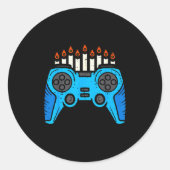 Sticker Rond Jewish Video Game Gamer Hanukkah Chanukah Men Boy (Devant)
