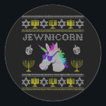 Sticker Rond Jewnicorn Funny Jewish Unicorn Hanoukka Chanukah<br><div class="desc">Jewnicorn Funny Jewish Unicorn Hanoukka Chanukah</div>