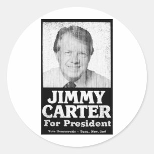Sticker Rond Jimmy Carter a affligé noir et blanc