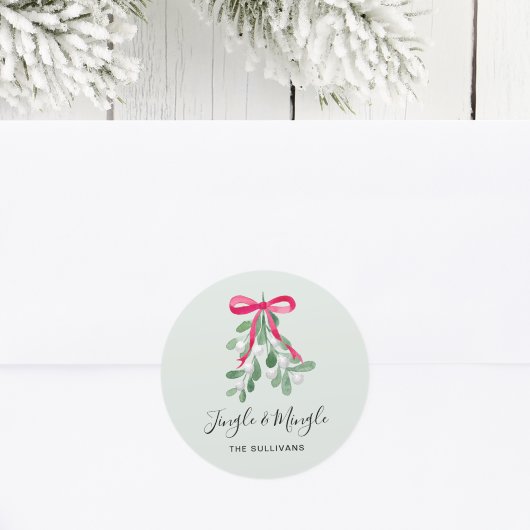 Sticker Rond Jingle And Mingle Gui de Noël Vert