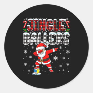 Sticker Rond Jingle Ballers carreau Santa Dabbing Volleyball No
