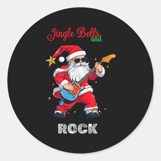 Sticker Rond Jingle Bell And Rock Christmas Santa Rolling Playi (Devant)