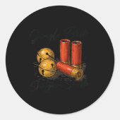 Sticker Rond Jingle Bells Shotgun Shells Funny Hunting Christma (Devant)