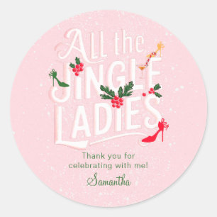Sticker Rond Jingle Ladies Night Out Moderne Pink Pastel Holida