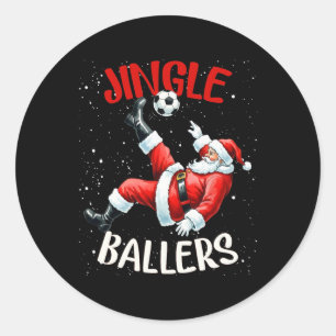 Sticker Rond Jingle Llers Drôle de Père Noël Footll Noël Footba