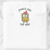 Sticker Rond Jingle Owl en chemin Funny Père Noël Owl (Sac)