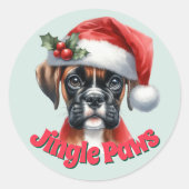 Sticker Rond Jingle Paws et Boxer Dog Joy (Devant)