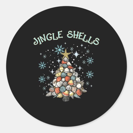 Sticker Rond Jingle Shells Christmas Tree Snowflakes Celebratio (Devant)
