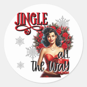 Sticker Rond Jingle tout le chemin Pinup Vintage