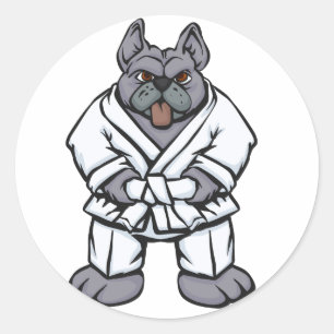 Sticker Rond Jitsu de Bulldog  choisir la couleur arrière - pl