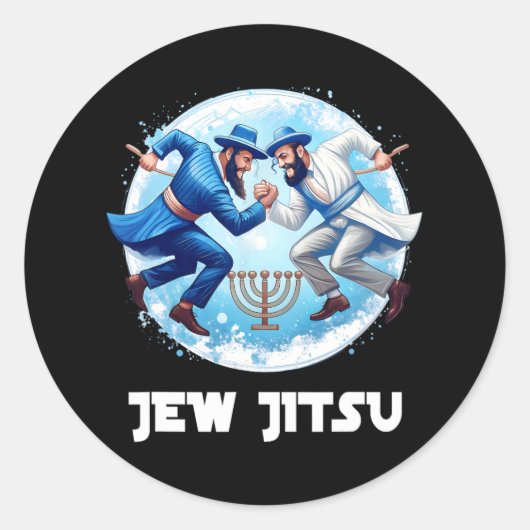 Sticker Rond Jitsu Karate Funny Hanukkah (Devant)