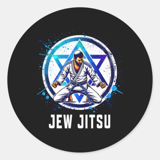 Sticker Rond Jitsu Karate Funny Hanukkah (Devant)
