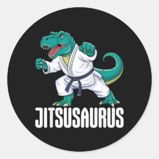Sticker Rond Jitsusaurus Drôle Jiu-Jitsu Brésilien Ji Jitsu