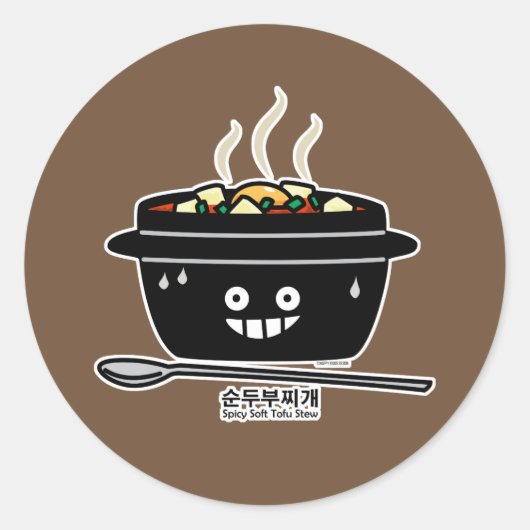 Sticker Rond Jjigae doux épicés coréens de Sundubu de soupe à (Devant)