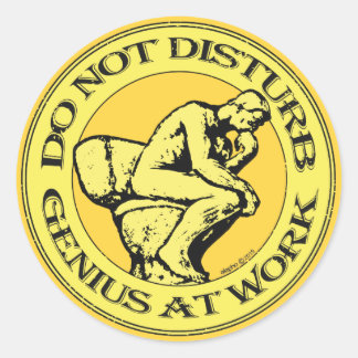 Sticker Rond JO Not Disturb, Genius At Work (Colour stamp)