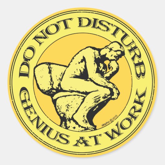 Sticker Rond JO Not Disturb, Genius At Work (Colour stamp) (Devant)