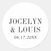 Sticker Rond Jocelyn Mariage moderne noir et blanc (Devant)