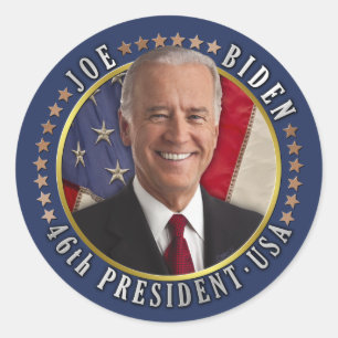 Sticker Rond Joe Biden 46e Président USA Photo commémorative