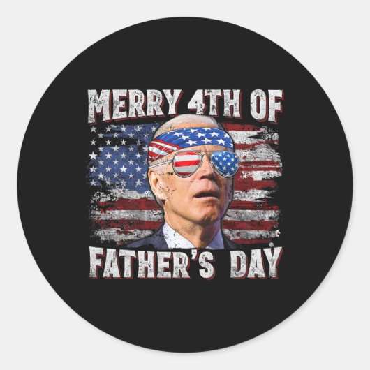 Sticker Rond Joe Biden 4 juillet Chemise Joyeuse Fête des pères (Devant)