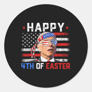 Sticker Rond Joe Biden Dazed Joyeux 4ème De L'Amérique de Pâque