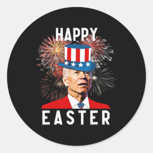 Sticker Rond Joe Biden Heureux Pâques Pour 4 juillet Drôle