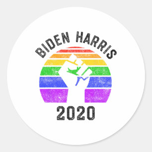 Sticker Rond Joe Biden Kamala Harris 2020 Rainbow Gay pride Lgb