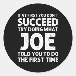 Sticker Rond Joe Nom Cadeau Personnalisé Anniversaire Funny Chr