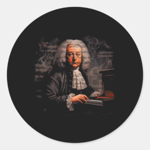 Sticker Rond Johann Sebastian Bach Compositeur de musique Piano