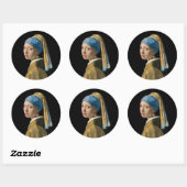 Sticker Rond Johannes Vermeer - Fille avec une oreille perle (Feuille)
