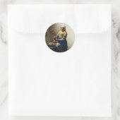 Sticker Rond Johannes Vermeer, La Milkmaid. (Sac)