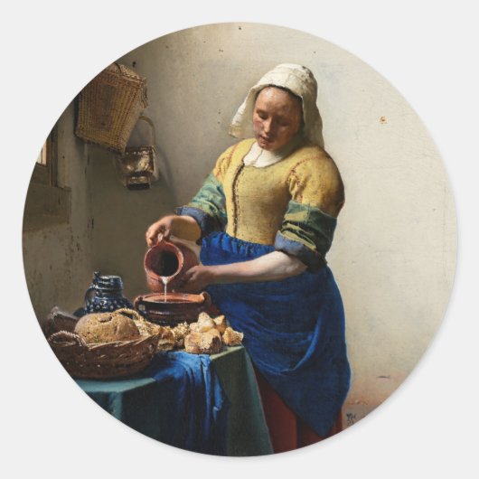 Sticker Rond Johannes Vermeer - La Milkmaid (Devant)