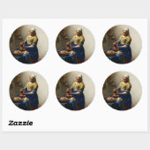 Sticker Rond Johannes Vermeer - La Milkmaid (Feuille)
